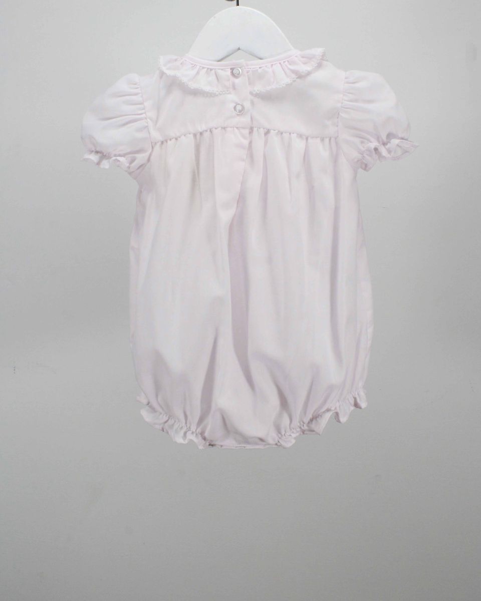 Pink Ruffle Bubble w/Smocked Flowers
