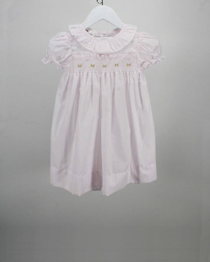 Pink Ruffle Dress w/Smocked Flowers