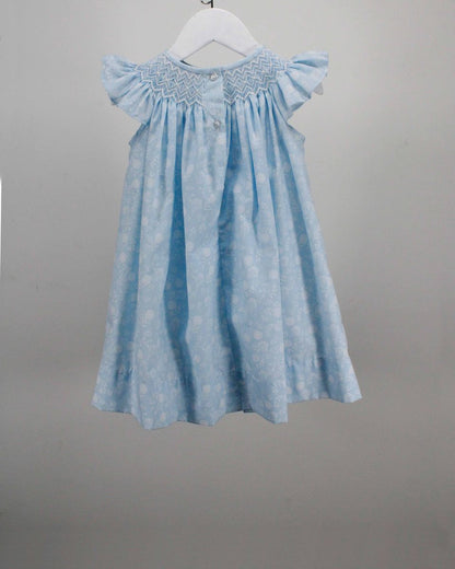 Blue Smocked Dress w/ White Flowers