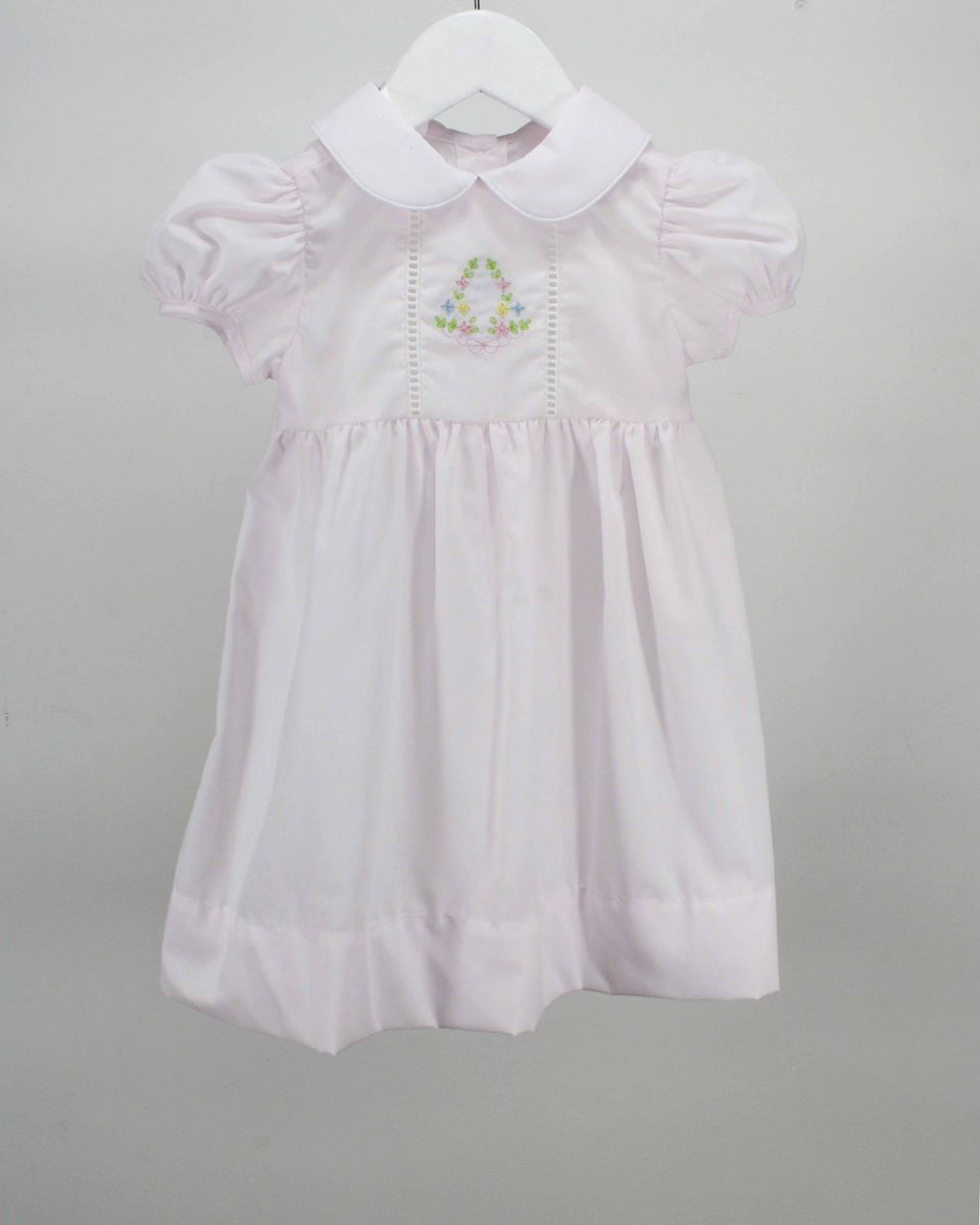 Pink Dress w/Colorful Embroidered Flowers