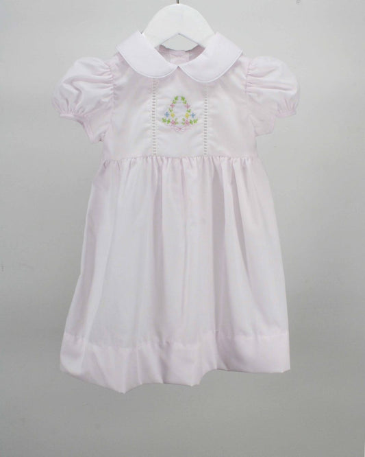 Pink Dress w/Colorful Embroidered Flowers