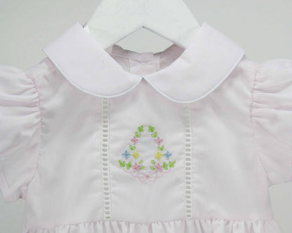 Pink Dress w/Colorful Embroidered Flowers