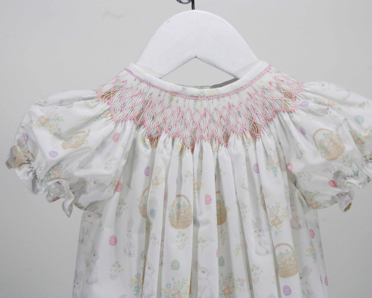 Smocked Easter Bunny and Floral Basket Bubble