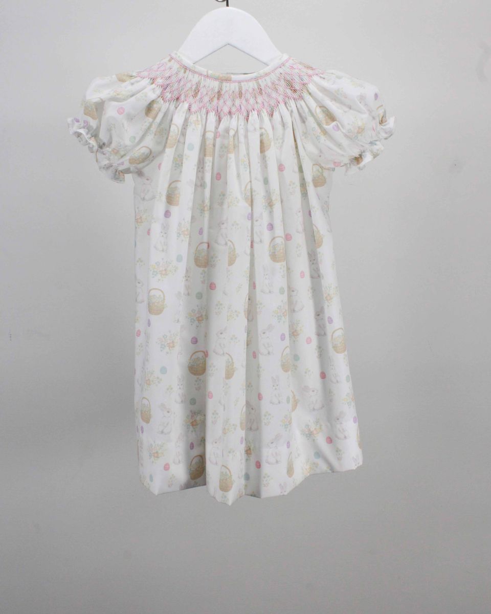 Smocked Easter Bunny and Floral Basket Dress