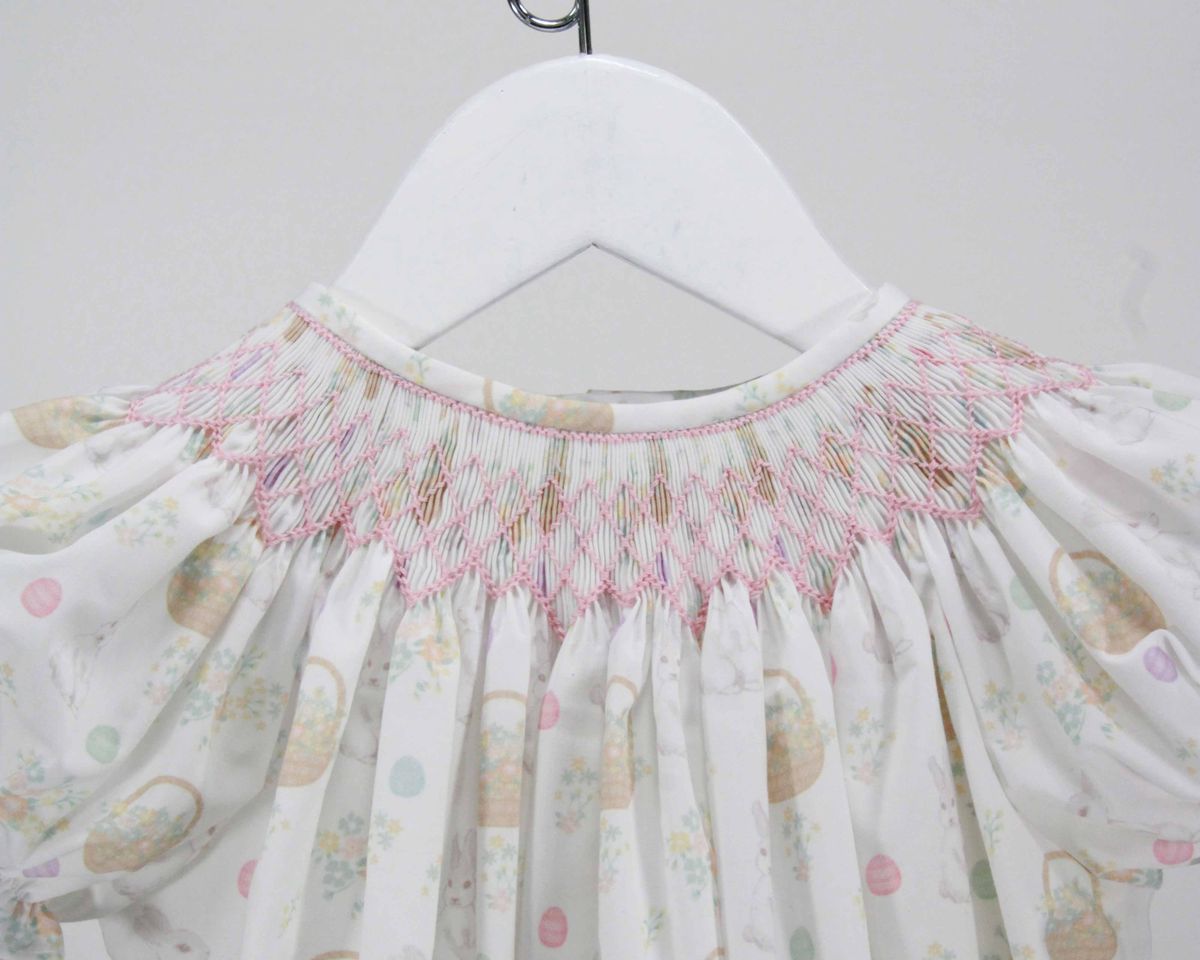 Smocked Easter Bunny and Floral Basket Dress
