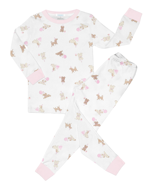 Pink Birthday Puppy Long PJ Set