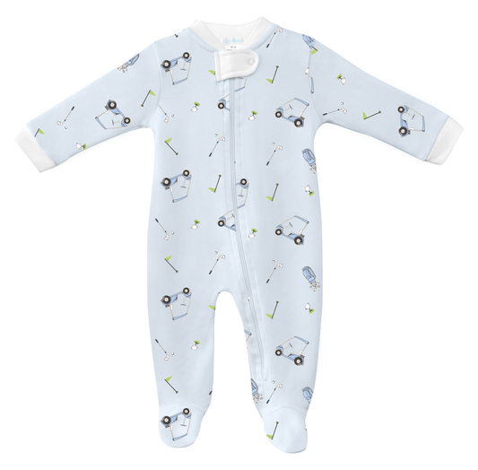 Light Blue Golf Game Zip Footie