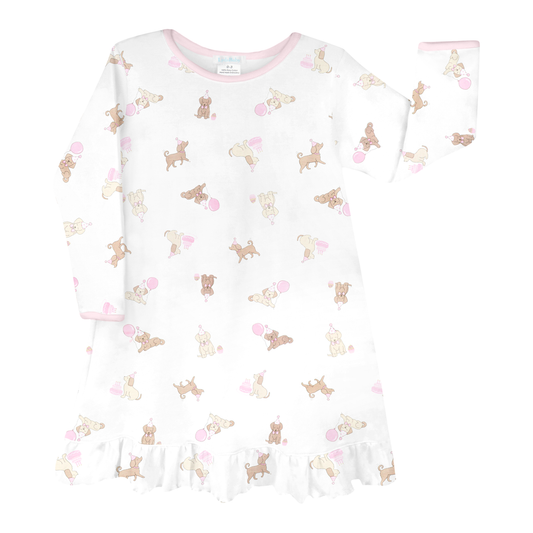 Pink Birthday Puppy Print PJ Dress