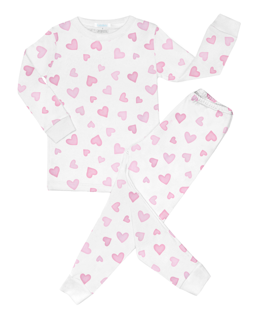 Pink Hearts Long PJ Set