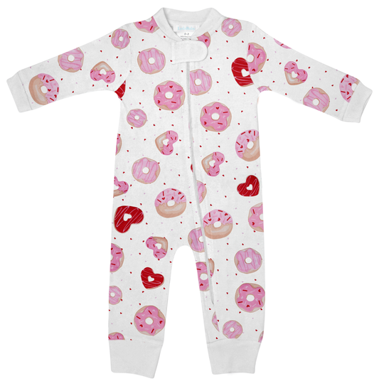 Lovely Donuts Print Zipper Open Footie