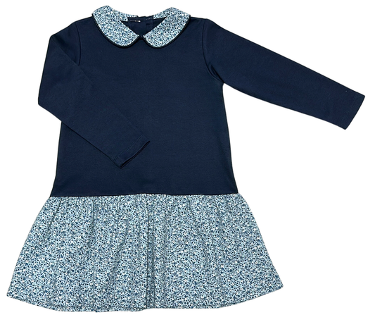 Dropped Waist Navy and Floral Dress