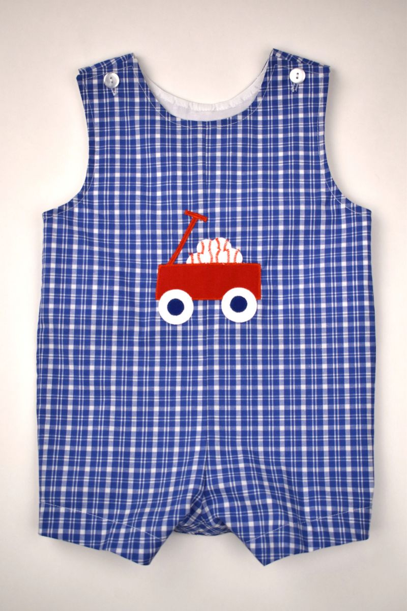 Blue Check Shortall Baseball Wagon