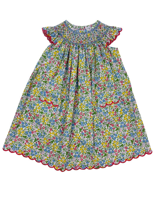 Floral SS Smocked Bishop Dress