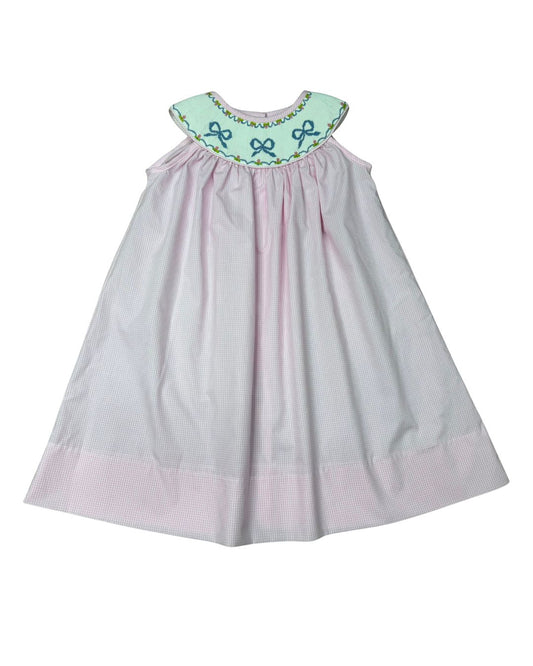 Pink Check Smocked Bow Dress