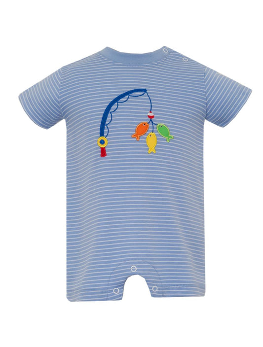 Fishing Lures Periwinkle Blue Stripe Boy Romper