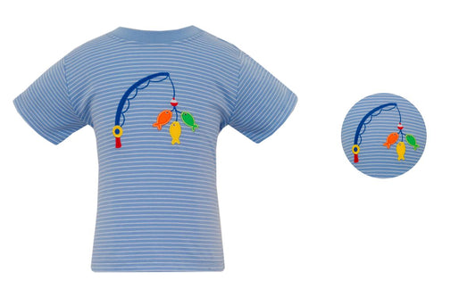 Fishing Lures Periwinkle Blue Stripe T-Shirt