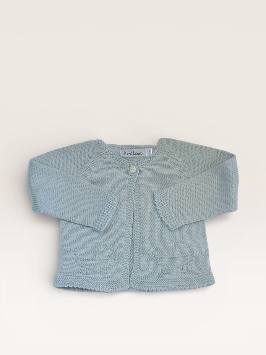 1 Button Pram Cardigan Blue