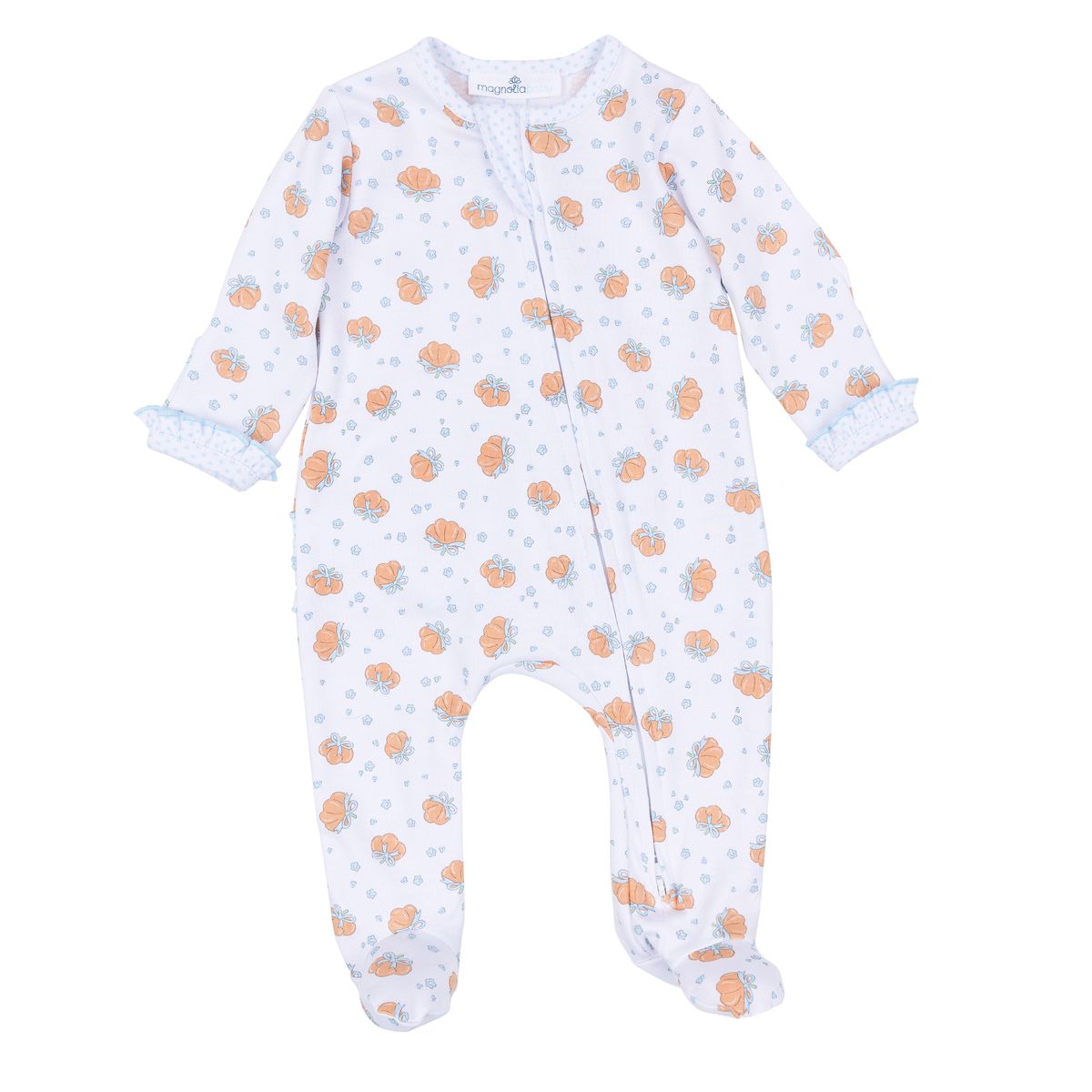Prettiest in the Patch Print Ruffle Zip Footie