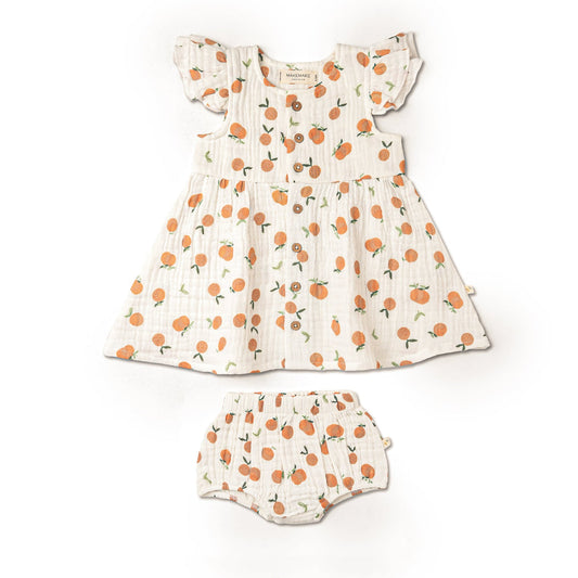 Mandarin Button Flutter Dress Set