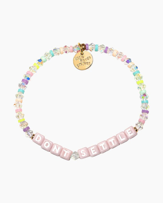 Don't Settle Pink Beaded Letter Bracelet