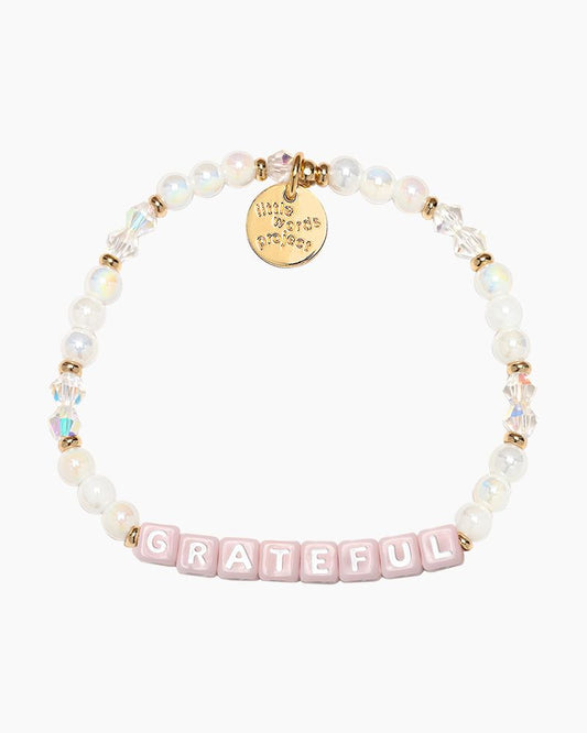 Greatful Pink Beaded Letter Bracelet