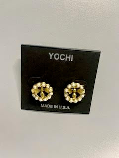 Round Pearl Stud With Dragon fly