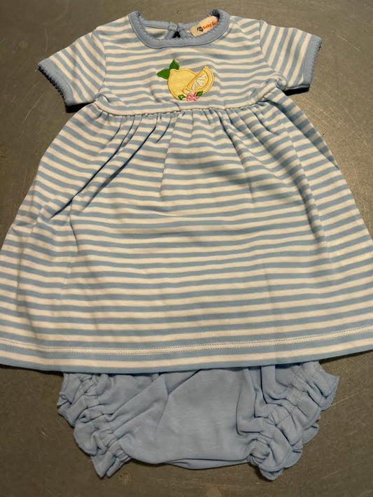 Blue Striped Lemon Bloomer Set