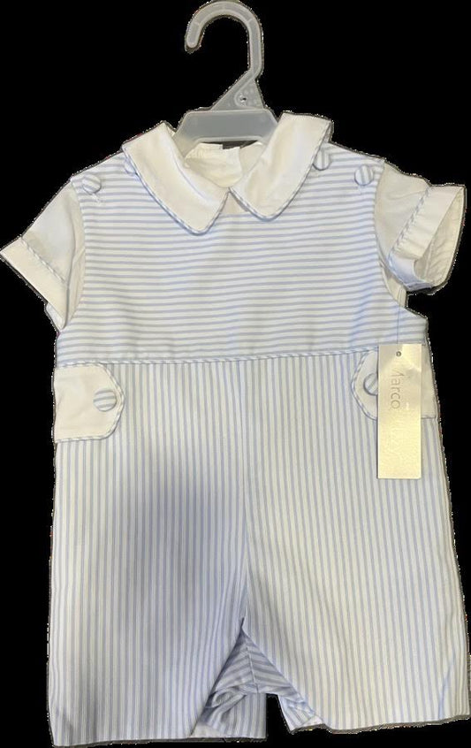 Blue Stripe Boy's Romper Set
