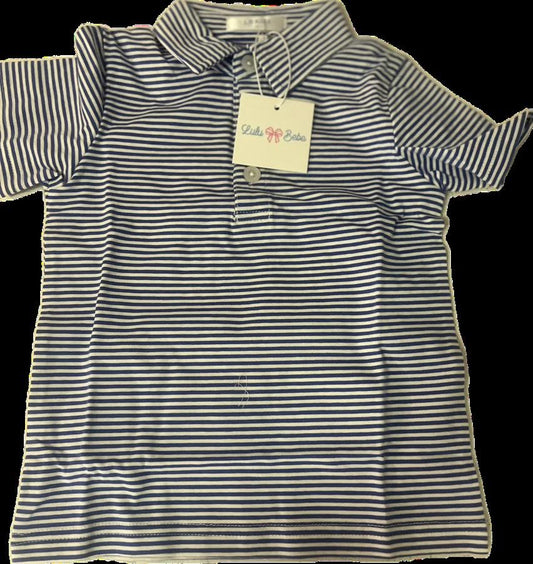 Blue Stripe Short Sleeve Polo
