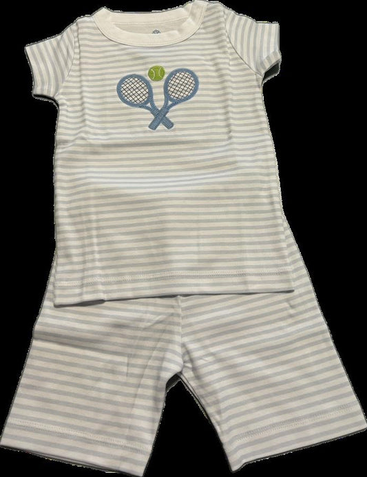 Blue Striped Tennis Short Pajamas