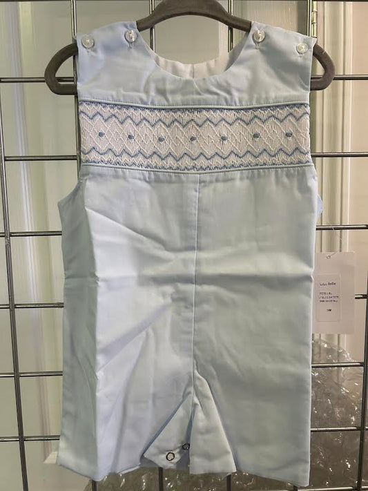 Lt Blue Smocked Geo Dots Shortall