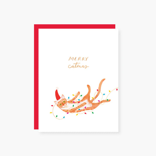 merry catmas foil holiday card