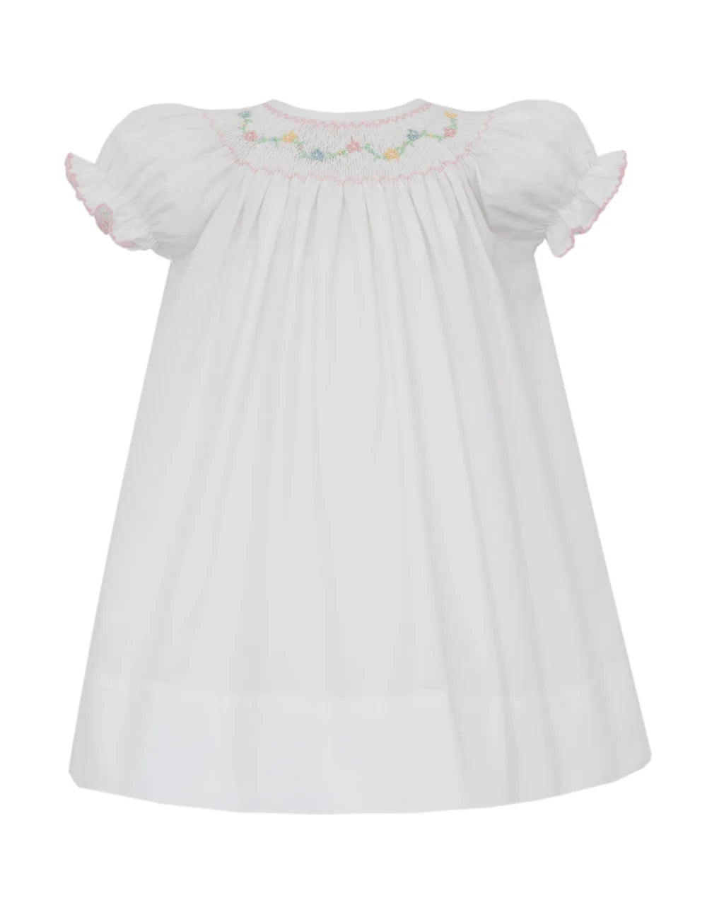 White Poplin Bishop Smocked Floral