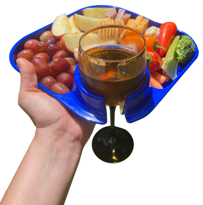 Fancy Panz - Reusable Party Plates w/ Stemware Holder - Set of 4 - White