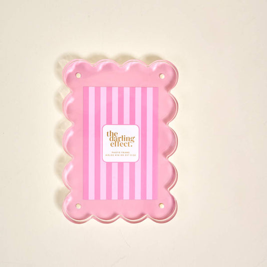 Rectangle Scalloped Acrylic Picture Frame–Blush