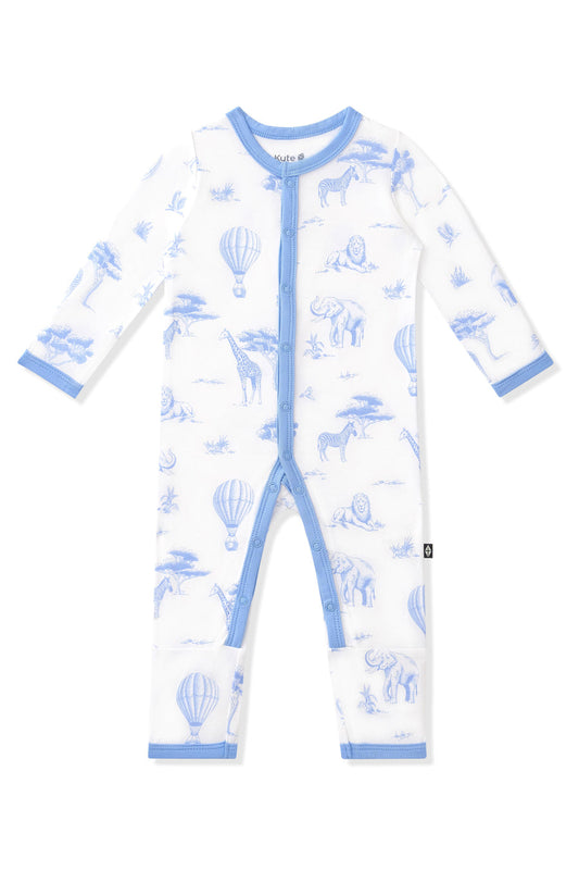 Zippered Romper in Toile Safari Blue