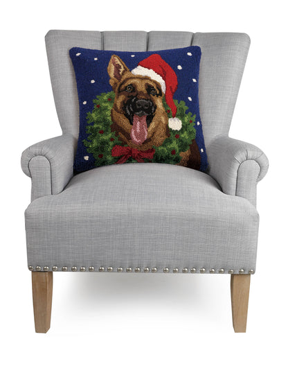 German Shepherd with Wreath Hook Pillow