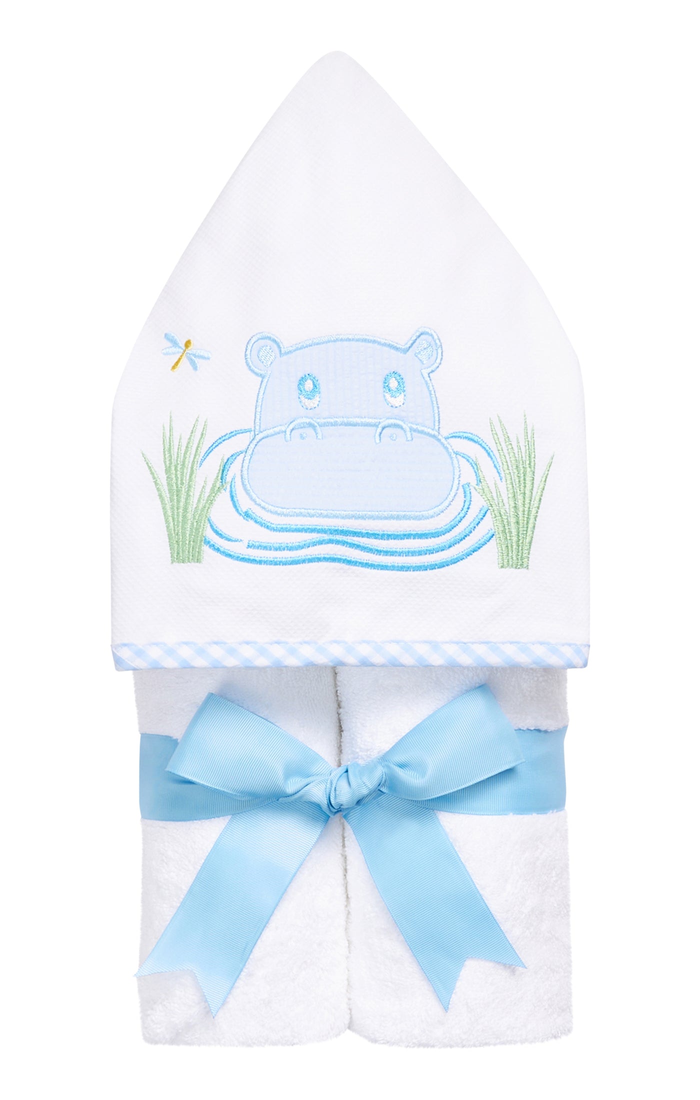Blue Hippo Applique Everykid Towel