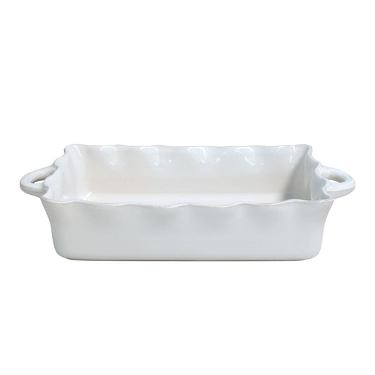 Cook & Host Large Rectangular Ruffled Baker White