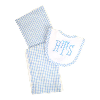 Large Check Burp & Bib set