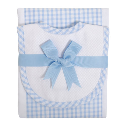 Large Check Burp & Bib set
