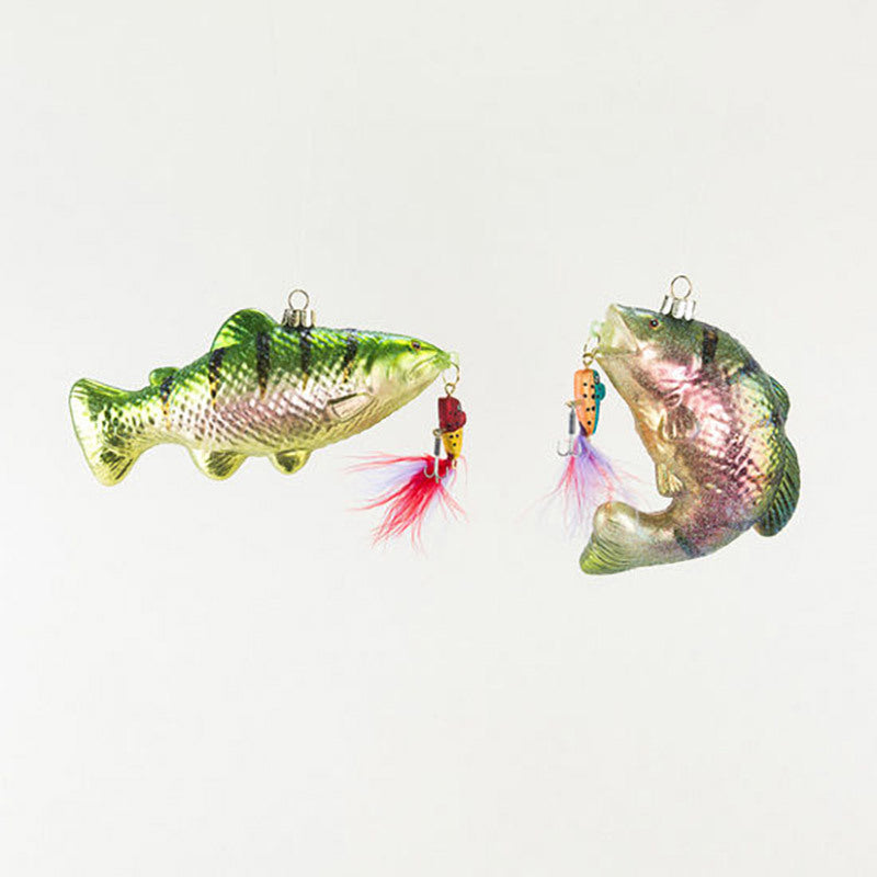 Bass Orn, 2 Asst, Glass, 4", 6"