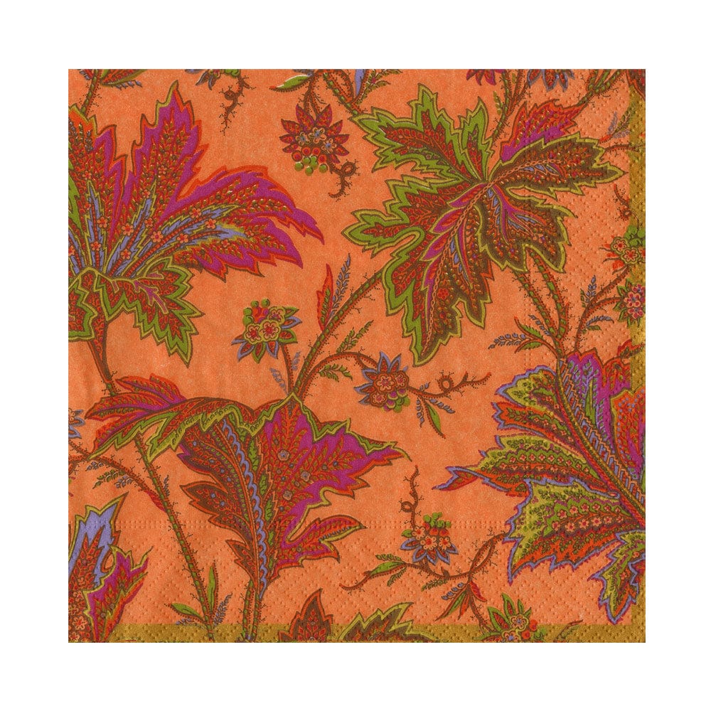 Paisley Leaves Coral - Napkin Luncheon