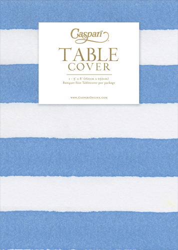 Cafe Stripe Blue-Paper Linen Print Tablecover