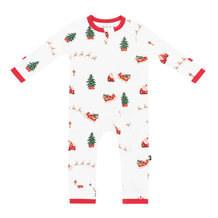 Zippered Romper in Santa Sleigh