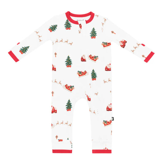 Zippered Romper in Santa Sleigh