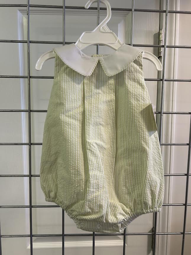 Green Stripe Bubble White Collar