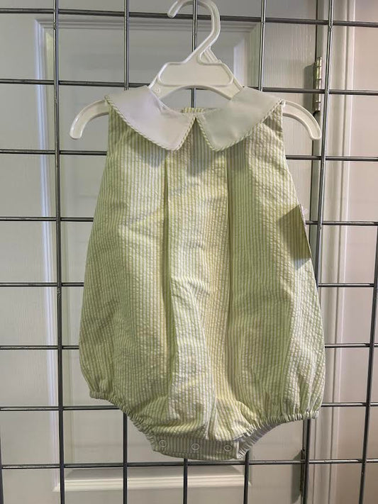 Green Stripe Bubble White Collar