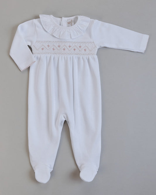 Alma Footie - White/Pink
