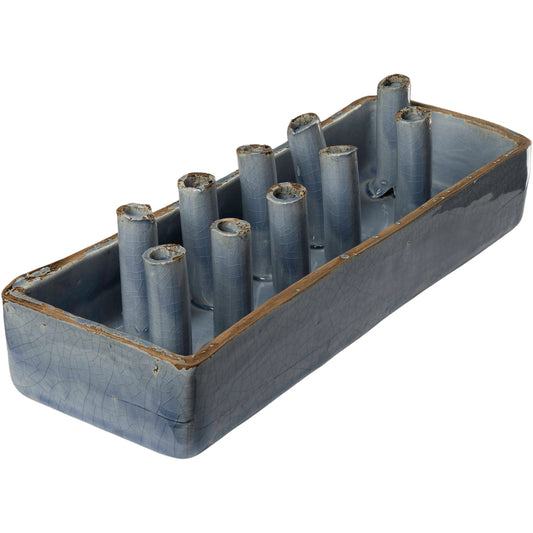 Ceramic Boat Tulipiere, Periwinkle, 10 Hole